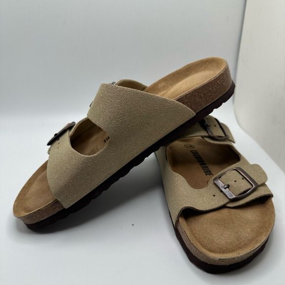 CUSHIONAIRE Women's Cork Footbed Sandal With +Comfort 7 TAN - Picture 7 of 7